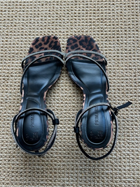 Primark Shoes - Primark Leopard Print Stiletto Slingback Sandals with Rhinestone Straps Size 9
